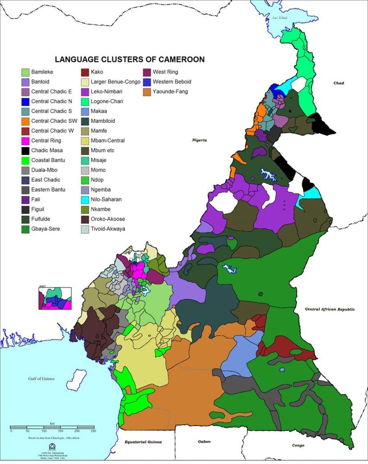Mapa de Camerún idioma