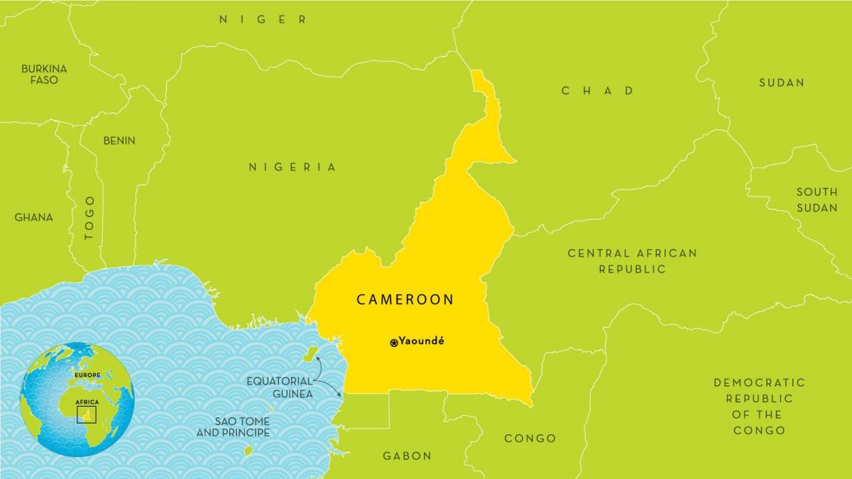 mapa de Camerún y los países vecinos