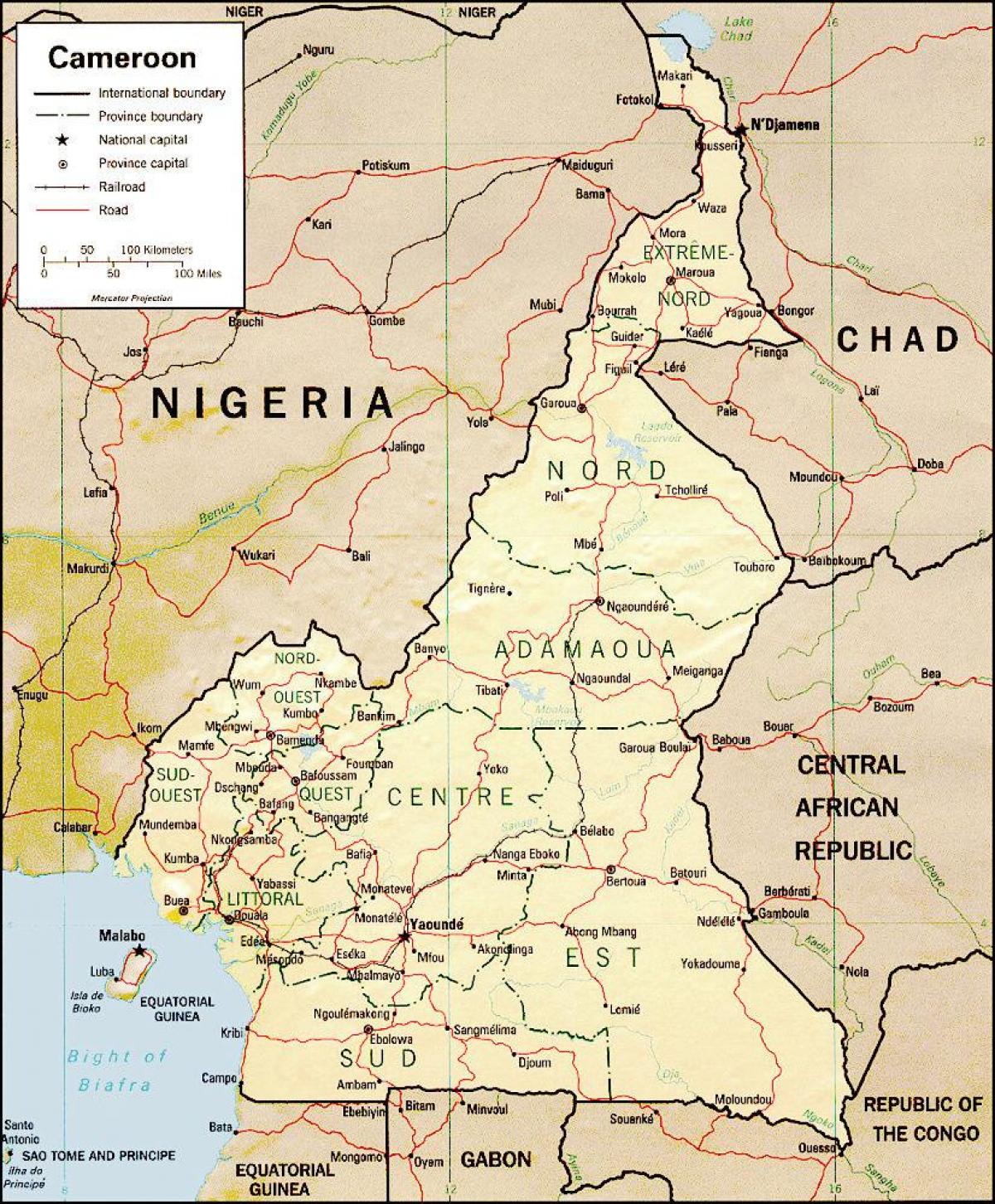 el mapa de Camerún