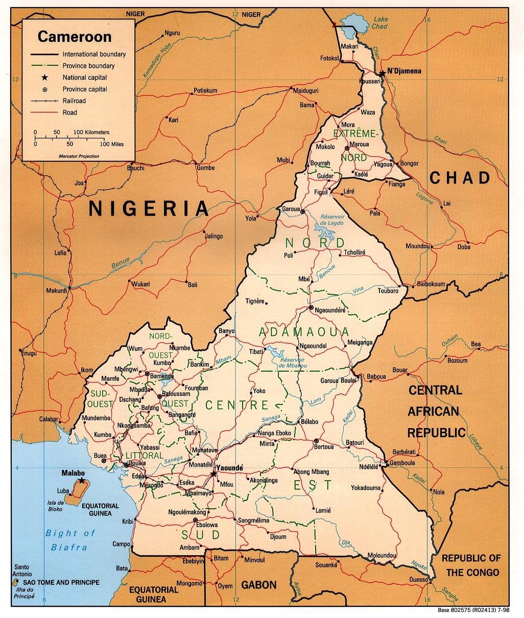mapa físico de Camerún