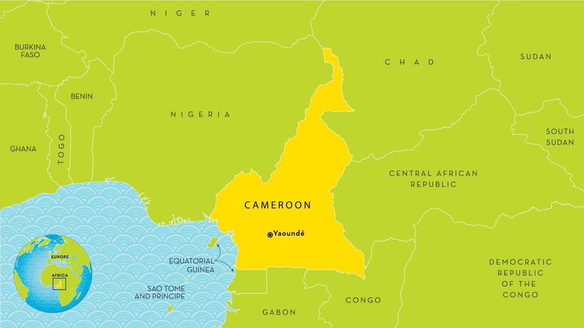 mapa de Camerún y los países vecinos