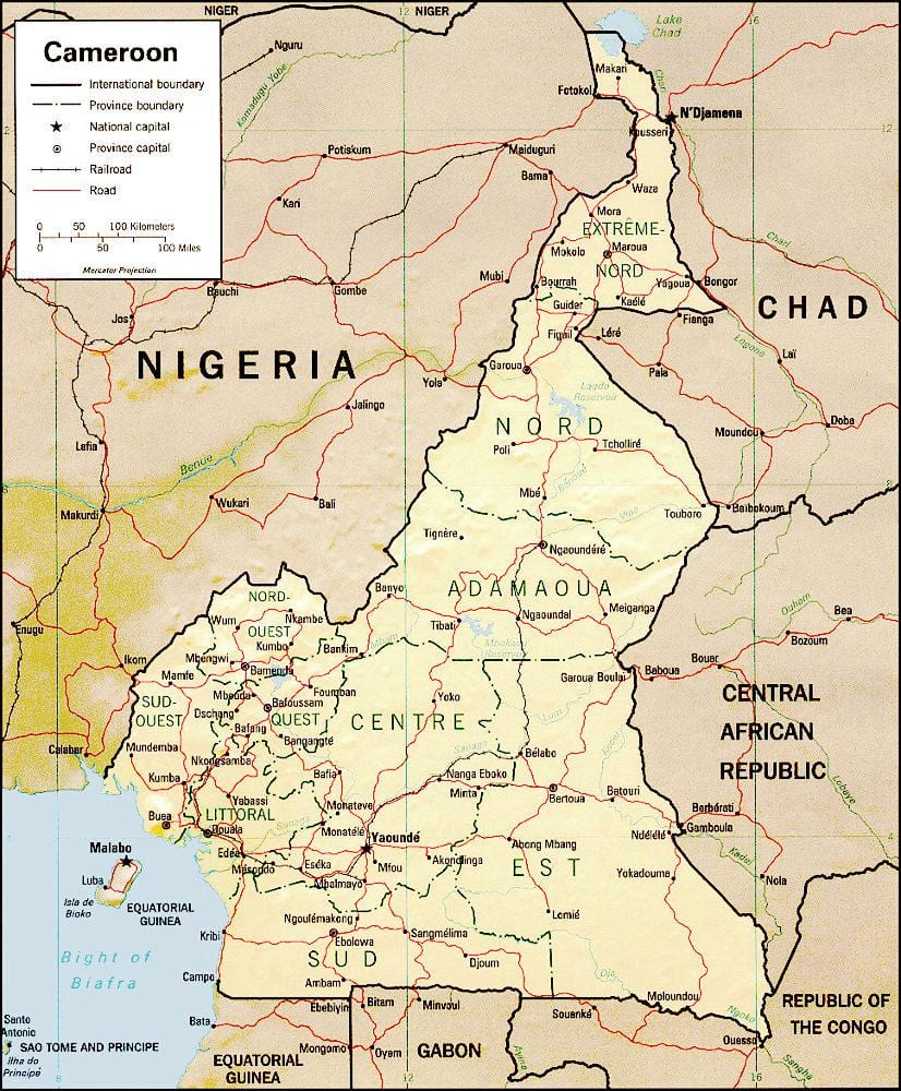 el mapa de Camerún