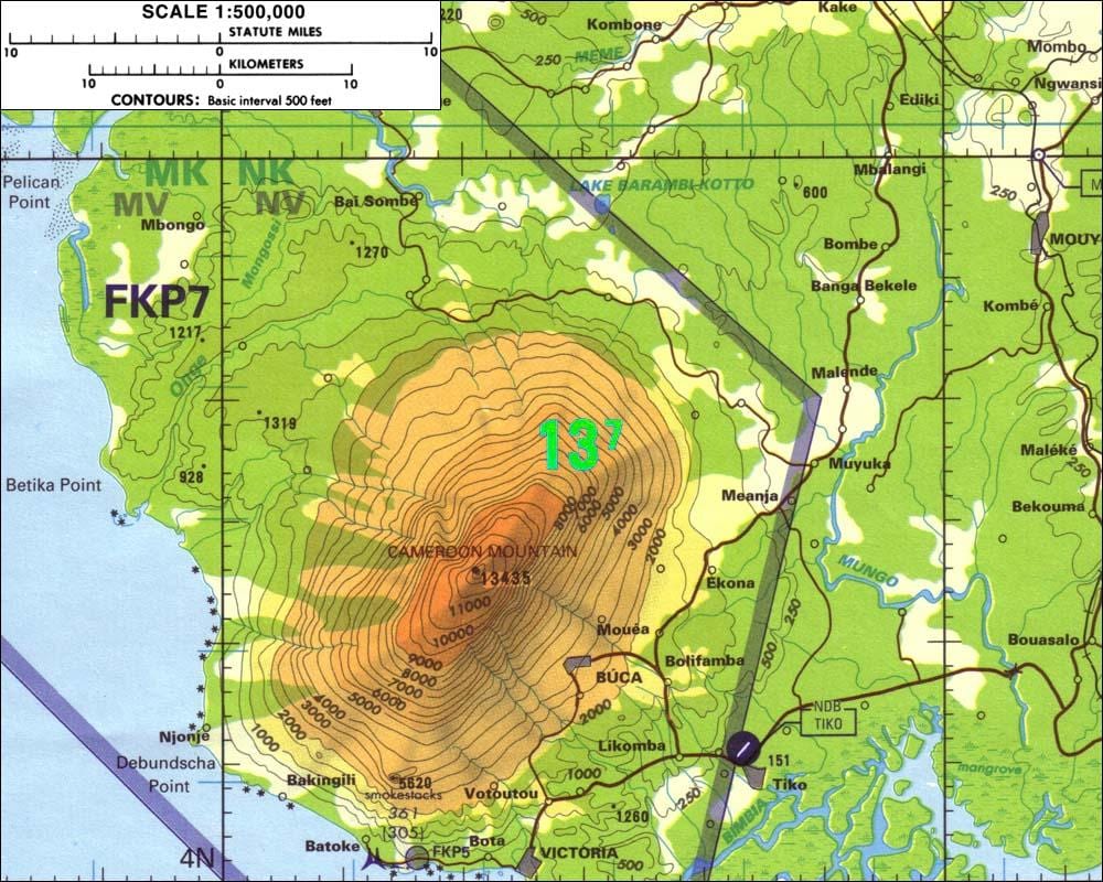 Mapa de montañas de camerún
