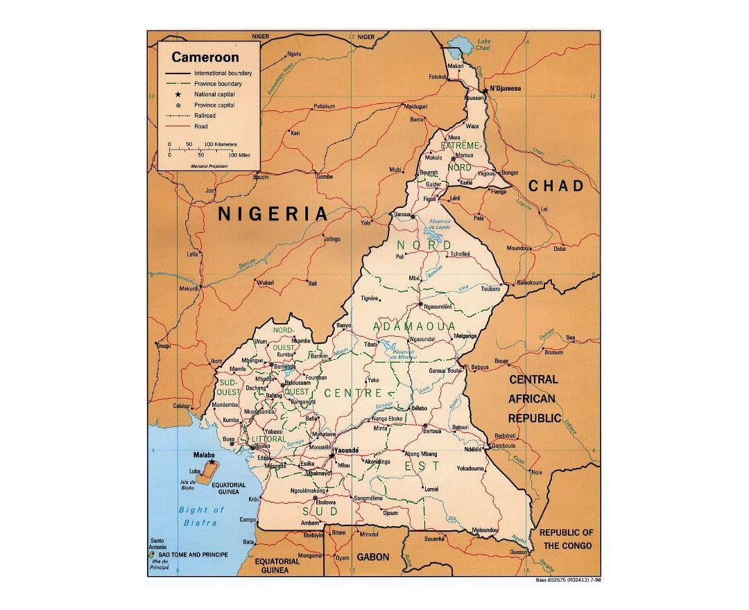 Mapa del sur de Camerún