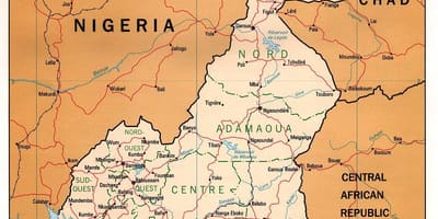 Mapa físico de Camerún