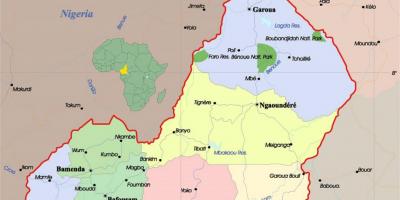 Camerún mapa con las ciudades