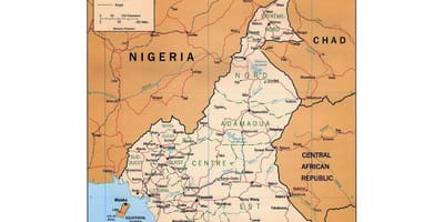 Mapa del sur de Camerún