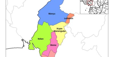 Mapa de la región suroeste cameroo